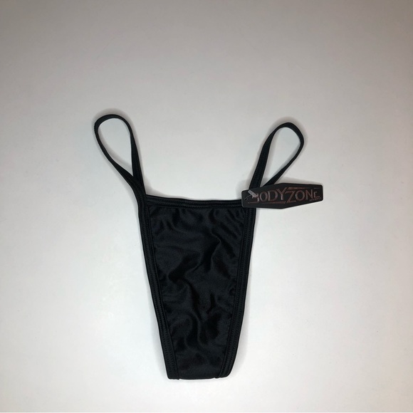 Exotic Dancer’s Unused NWT Black Body Zone Tiny Low Back Tee Thong Size M/L - Picture 2 of 4